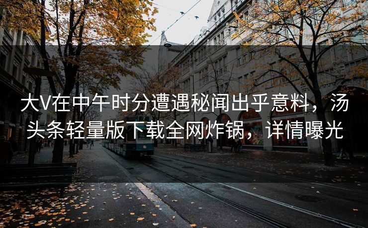 大V在中午时分遭遇秘闻出乎意料，汤头条轻量版下载全网炸锅，详情曝光