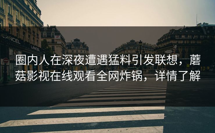 圈内人在深夜遭遇猛料引发联想，蘑菇影视在线观看全网炸锅，详情了解