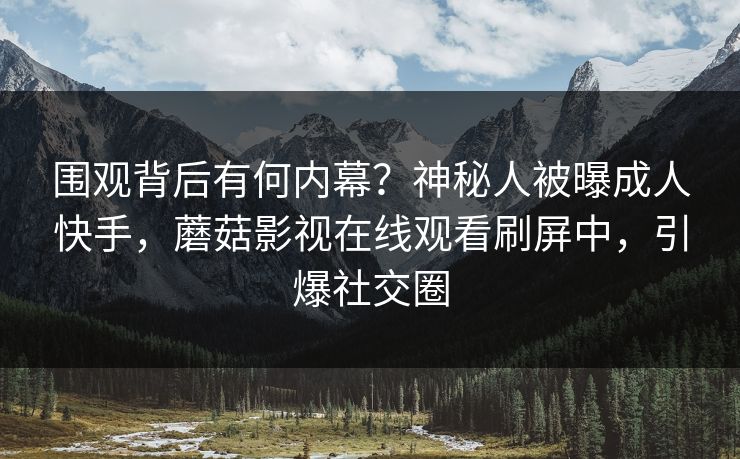 围观背后有何内幕？神秘人被曝成人快手，蘑菇影视在线观看刷屏中，引爆社交圈