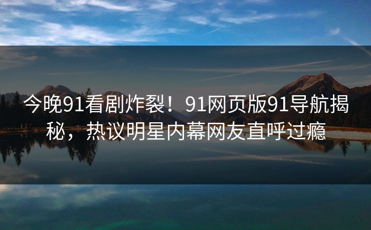 今晚91看剧炸裂！91网页版91导航揭秘，热议明星内幕网友直呼过瘾