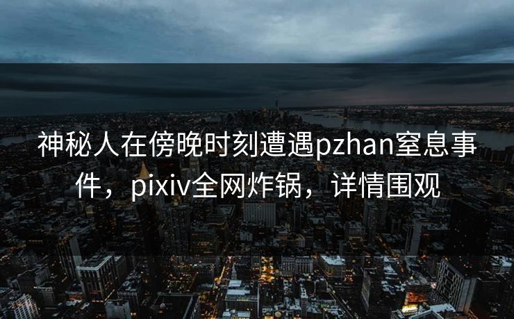 神秘人在傍晚时刻遭遇pzhan窒息事件，pixiv全网炸锅，详情围观