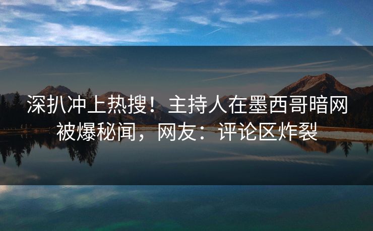 深扒冲上热搜！主持人在墨西哥暗网被爆秘闻，网友：评论区炸裂