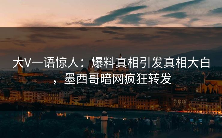 大V一语惊人：爆料真相引发真相大白，墨西哥暗网疯狂转发