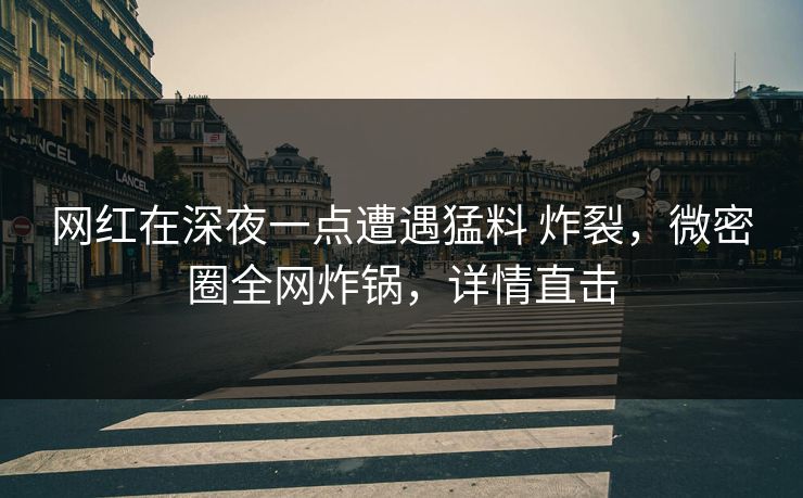 网红在深夜一点遭遇猛料 炸裂,微密圈全网炸锅,详情直击 网红在深夜一点遭遇猛料 炸裂,微密圈全网炸锅,详情直击