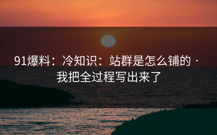 91爆料：冷知识：站群是怎么铺的 · 我把全过程写出来了
